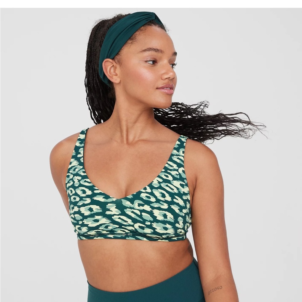 Aerie Green Animal Print Sports Bra